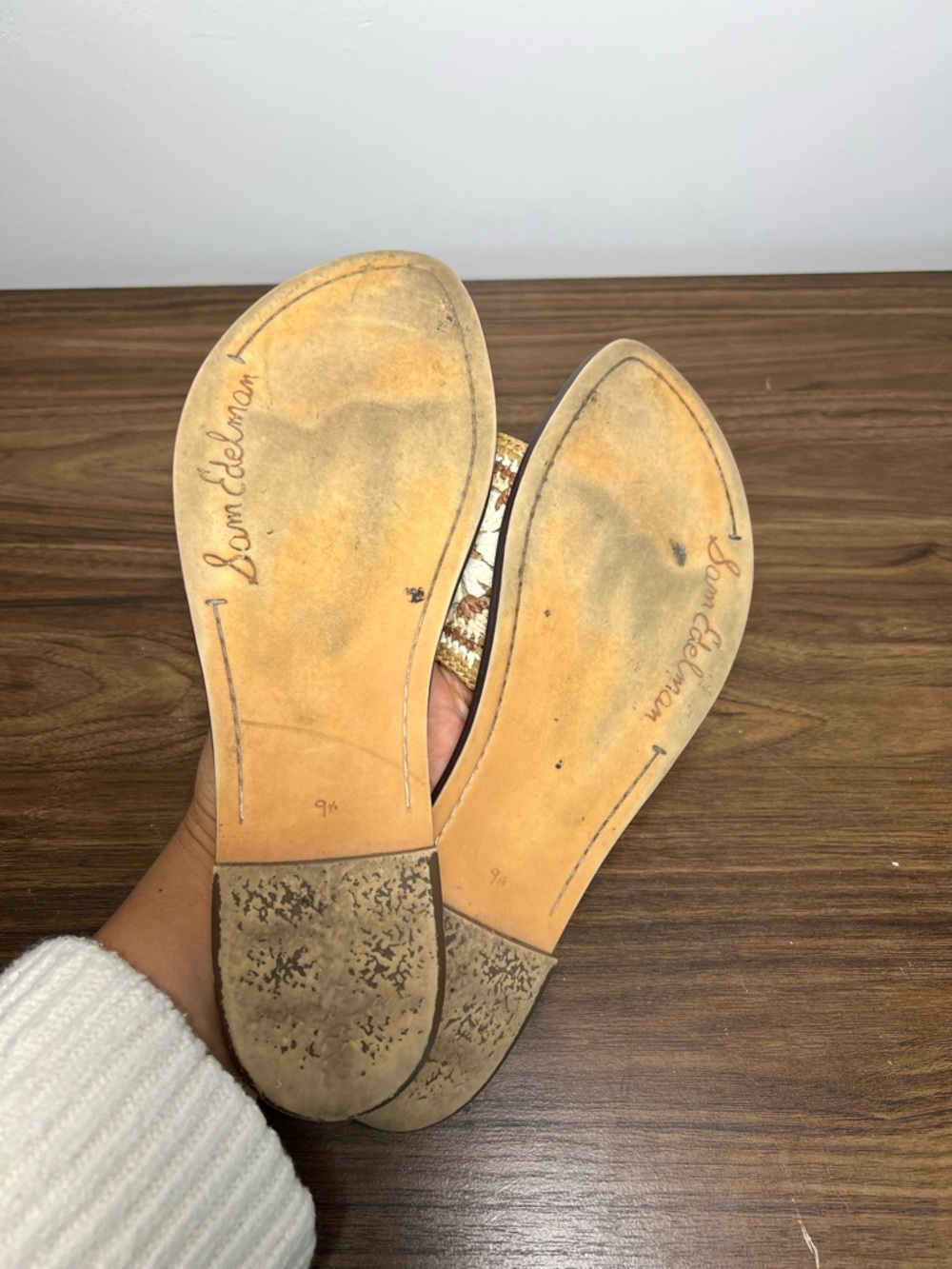 Sam Edelman Woven Crochet Slide Sandal in Brown and Cream - Picture 7 of 8